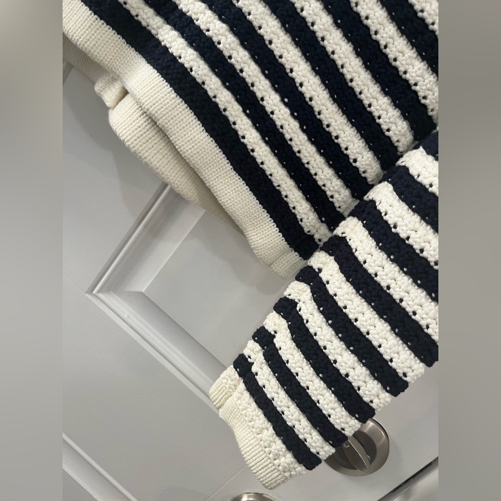 Ba&sh Gamden striped Cropped V-neck gold-tone military-style buttons cardigan 0 - Picture 5 of 13